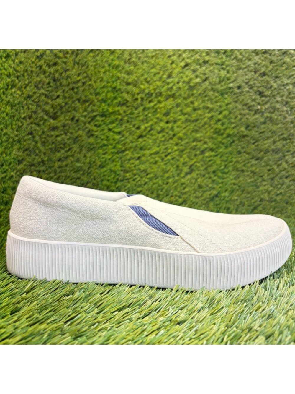 Allbirds Lounger Lift Womens Size 9.5 Ivory Blue Athletic Slip On Shoes Sneakers